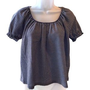 Madewell Texture and Thread Peasant Top Navy and White Stripes Lightweight SP